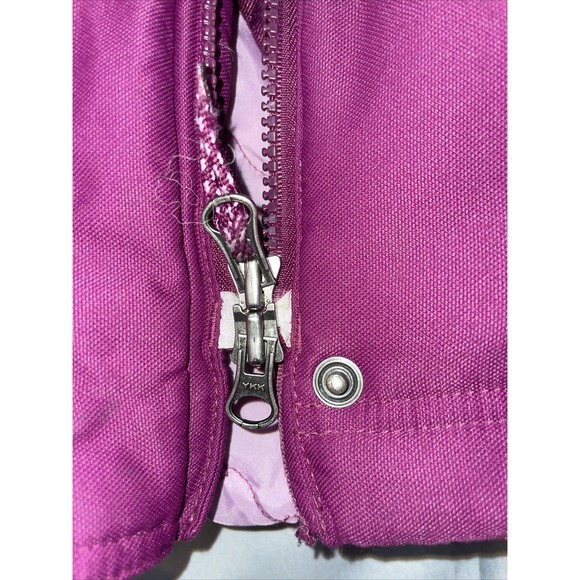 LL Bean Parka Jacket Women's XL Goose Down Gore-Tex Hooded Purple Fur Coat - Picture 3 of 7